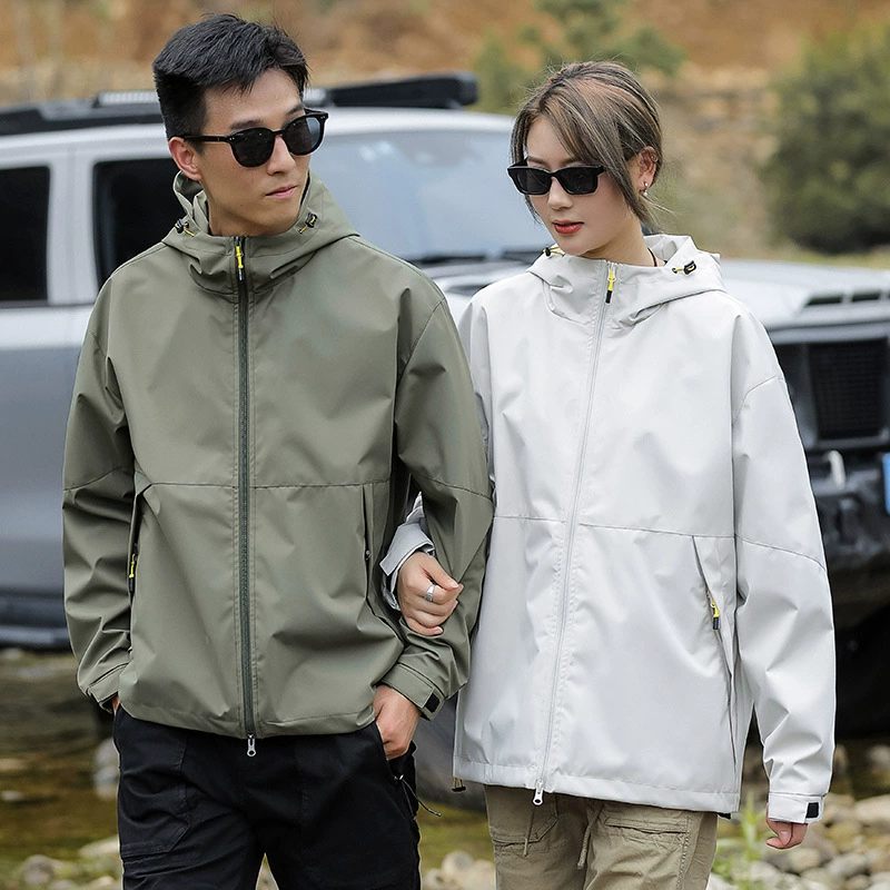 Весенне-осенняя уличная куртка Мужской и женский альпинистский костюм Куртка с капюшоном Ветрозащитная Водонепроницаемая спортивная куртка на открытом воздухе