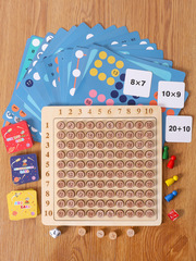 Cross-border Amazon children's early education wooden 99 multiplication and addition board game two-in-one digital master's secret educational toy