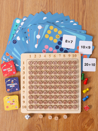 Cross-border Amazon children's early education wooden 99 multiplication and addition board game two-in-one digital master's secret educational toy