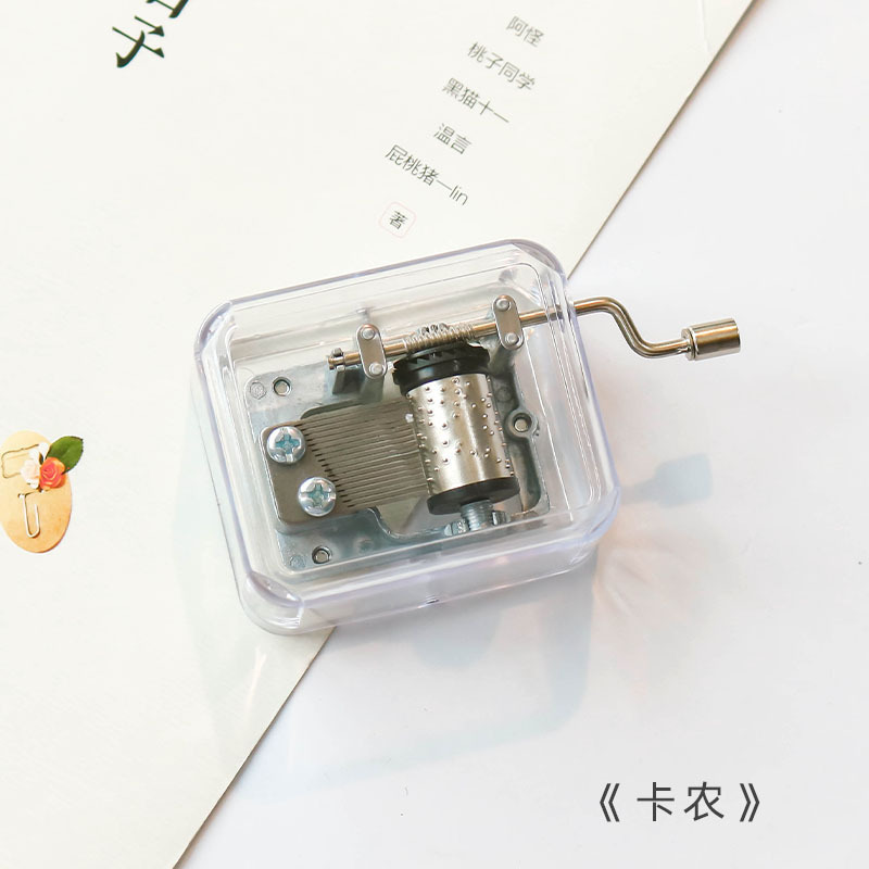 发条发条透明尼家机芯音乐盒情侣机械八音盒手摇生日闺蜜迷你|undefined