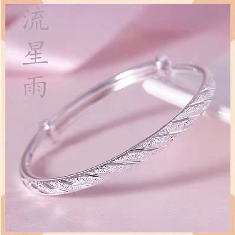 Cupronickel Silver Plated Bracelet Women's ins Design Gypsophila Meteor Shower Push-Pull Bracelet Solid Adjustable Bracelet for Women