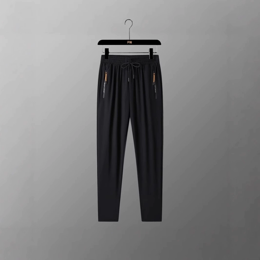 Silk black trousers for leisure, plus size