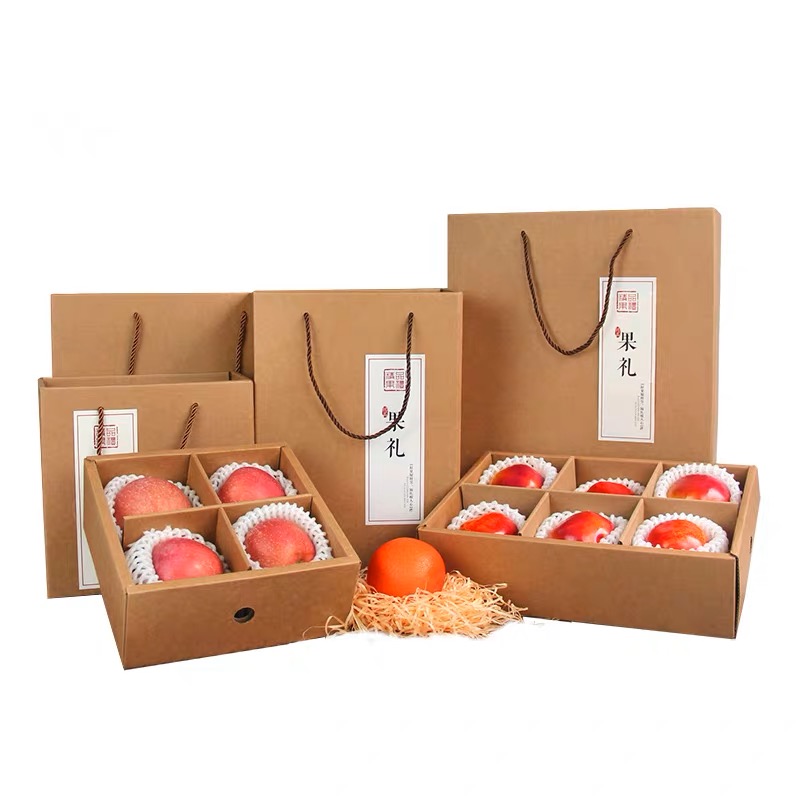 Caja de frutas 4 - 12 manzanas, naranjas, caqui, cajas de regalo comerciales, cajas de regalo vacías personalizadas al por mayor