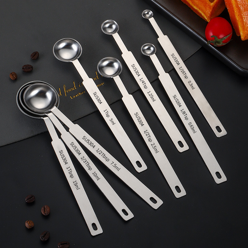 304 stainless steel seasoning spoon, long-handled spoon, kitchen measuring spoon, multi-specification gram measuring spoon for baking and milk tea shops