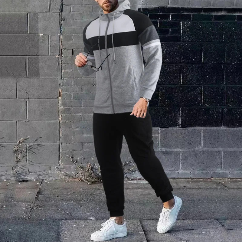 Camping al aire libre ligero y cómodo cremallera chaqueta de manga larga pantalones hogar suelto diario de dos piezas MF008-ML1