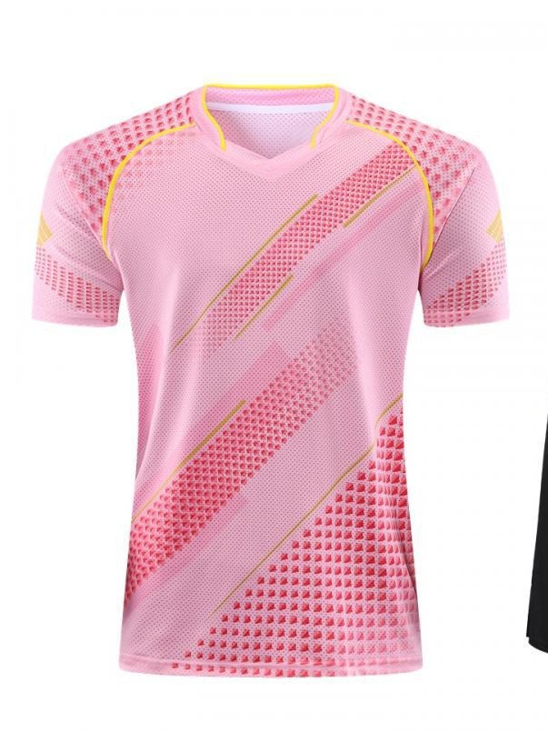 Trajes deportivos para hombres y mujeres de verano secado rápido hielo camiseta de manga corta ping-pong pluma ropa de la mañana para correr 248 + 348 hombres y mujeres