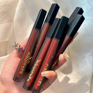 Moisturized matte silk satin lip glaze white Moisturizing not easy to stick Cup lip gloss KAKASHOW cheap black tube lipstick