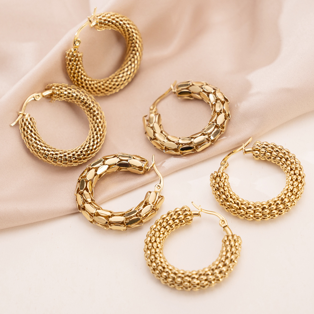 304 Stainless Steel Material 1 Pair Retro Geometric Plating 304 Stainless Steel Earrings