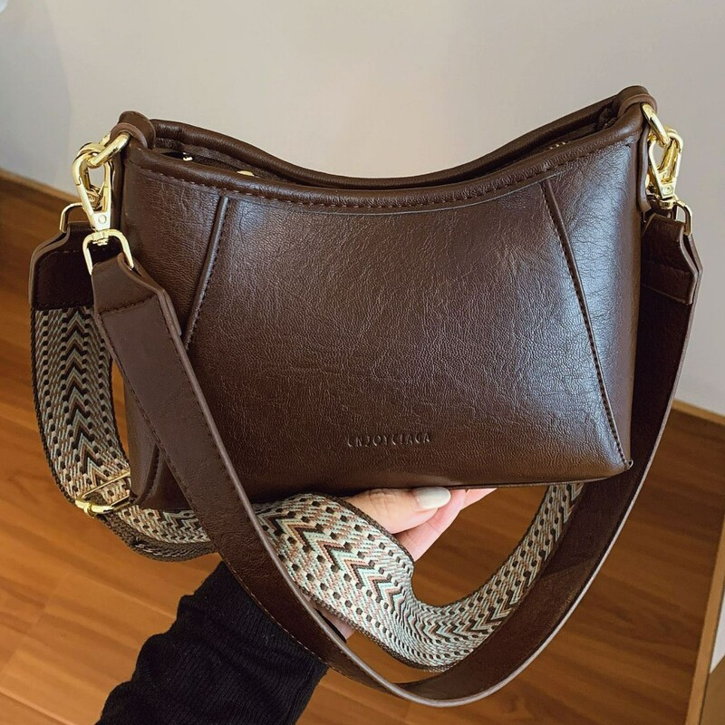 Bags Women's Crossbody Bag Simple and Versatile Commuting Women's Bag Korean Style Western Style Casual Brown High-End Shoulder Bag
