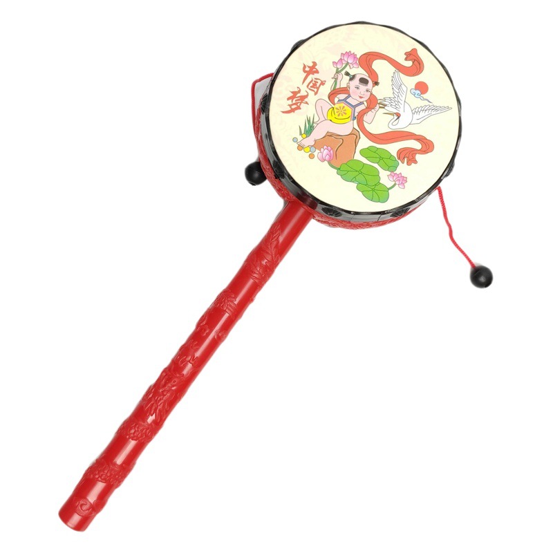 Children's toys infant safe new year picture auspicious rattle small rocking drum New Year atmosphere toy small gift wholesale