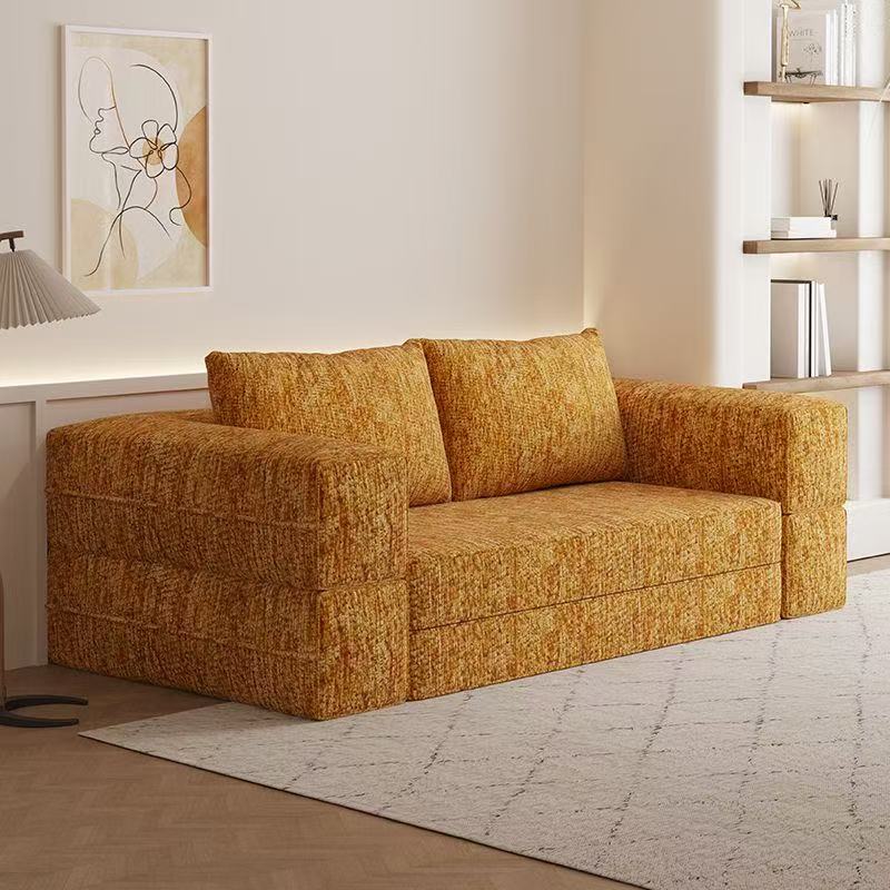 Vacuum Compression Retro Tatami Sofa Small Apartment Home Module Double or Three Person Folding Dual-Use Fabric Sofa Bed