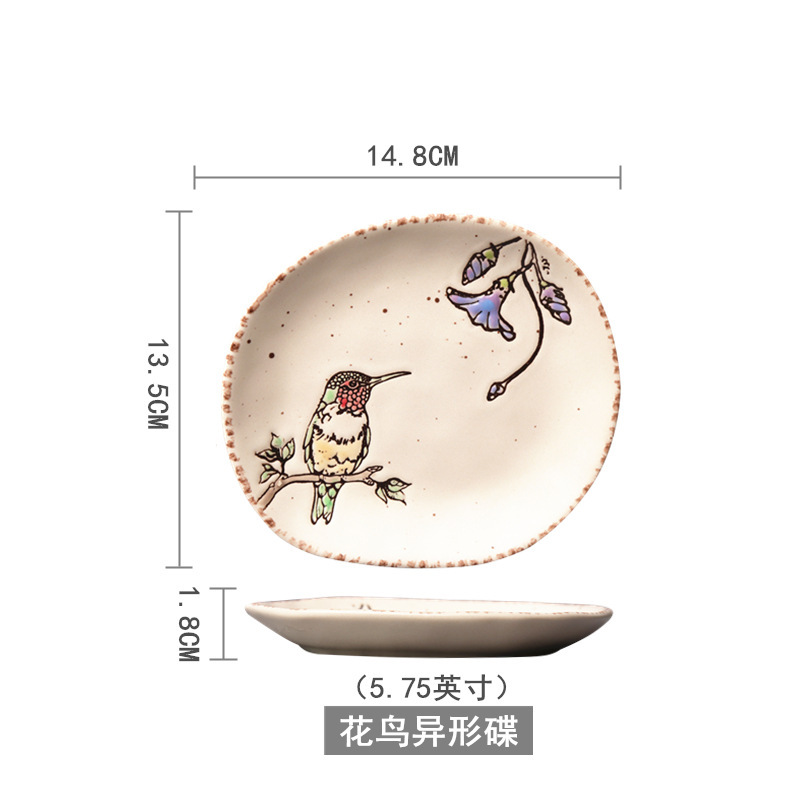 創意的な手描きの釉薬の下で色彩の陶磁器の皿の家庭用の野菜の皿の冷たい野菜の皿の果物のお菓子の皿の6寸は骨の皿のかすの皿を吐きます。|undefined