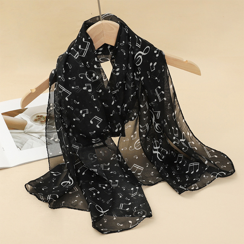 60g Weight Scarf Classification Daily Occasion Chiffon Material Color Block, Leopard, Notes Pattern All Seasons Season Women's Gender Elegant, Simple Style Style Women's Elegant Simple Style Color Block Leopard Notes Chiffon Scarf 20