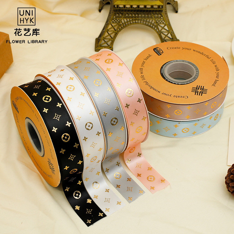 Cinta de poliéster dorado Louis trébol flor pastel ramo caja de regalo embalaje cinta postre cinta