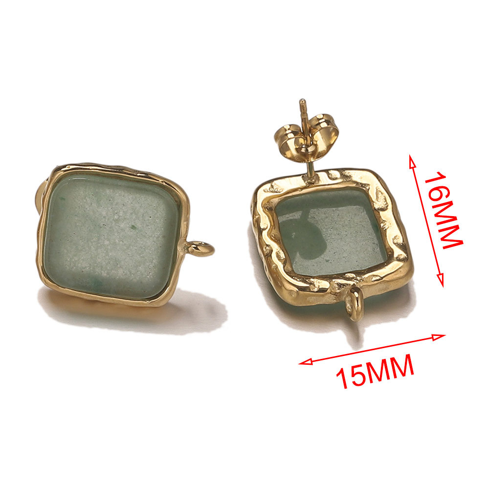 Acero inoxidable nicho diseño stud pendientes accesorios moda pendientes de piedra natural con anillo abierto moda pendientes simples al por mayor