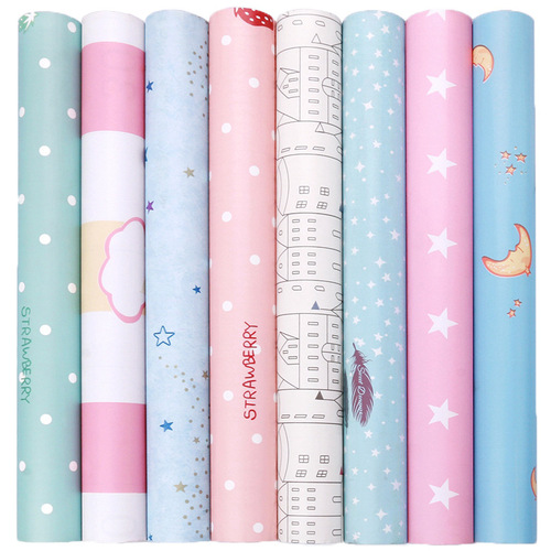 Factory direct selling self-adhesive wallpaper pink cartoon bedroom children's room boy girl wallpaper student dormitory sticky note