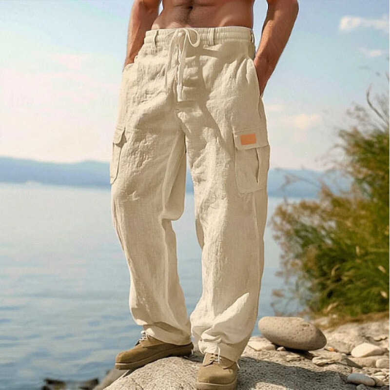 2026 Cross-Border American-Style Men's Cotton-Linen Long Pants, Thin and Loose Fit for All Seasons, Multi-Pocket Workwear Casual Wide-Leg Pants 2026 Cross-Border American-Style Men's Cotton-Linen Long Pants, Thin and Loose Fit for All Seasons, Multi-Pocket Workwear Casual Wide-Leg Pants