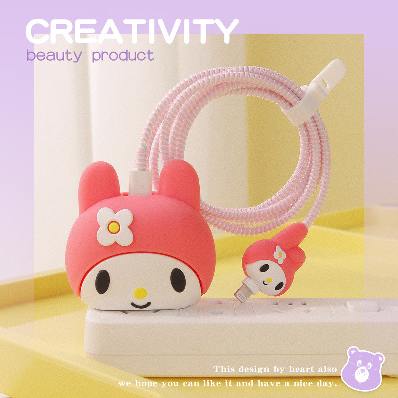 Nuevo cable de datos de dibujos animados cubierta protectora adecuado para Apple carga rápida cabeza 18/20W carga cabeza cubierta protectora Winder