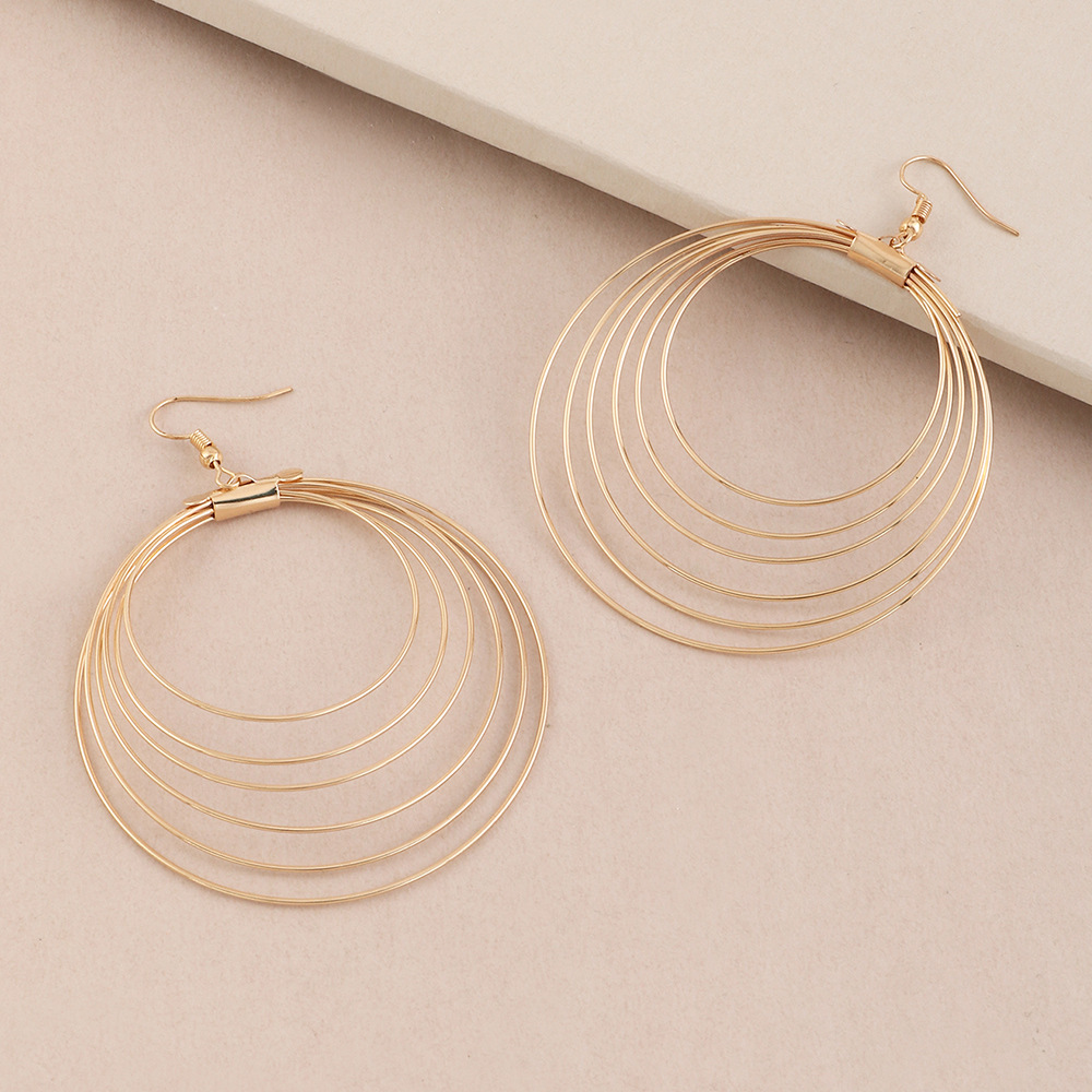 Fashion Simple  Geometric Multi-layer Alloy Hoop Earrings display picture 3