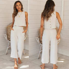 2022亚马逊WISH跨境外贸女装 欧美秋冬休闲家居服 女套装