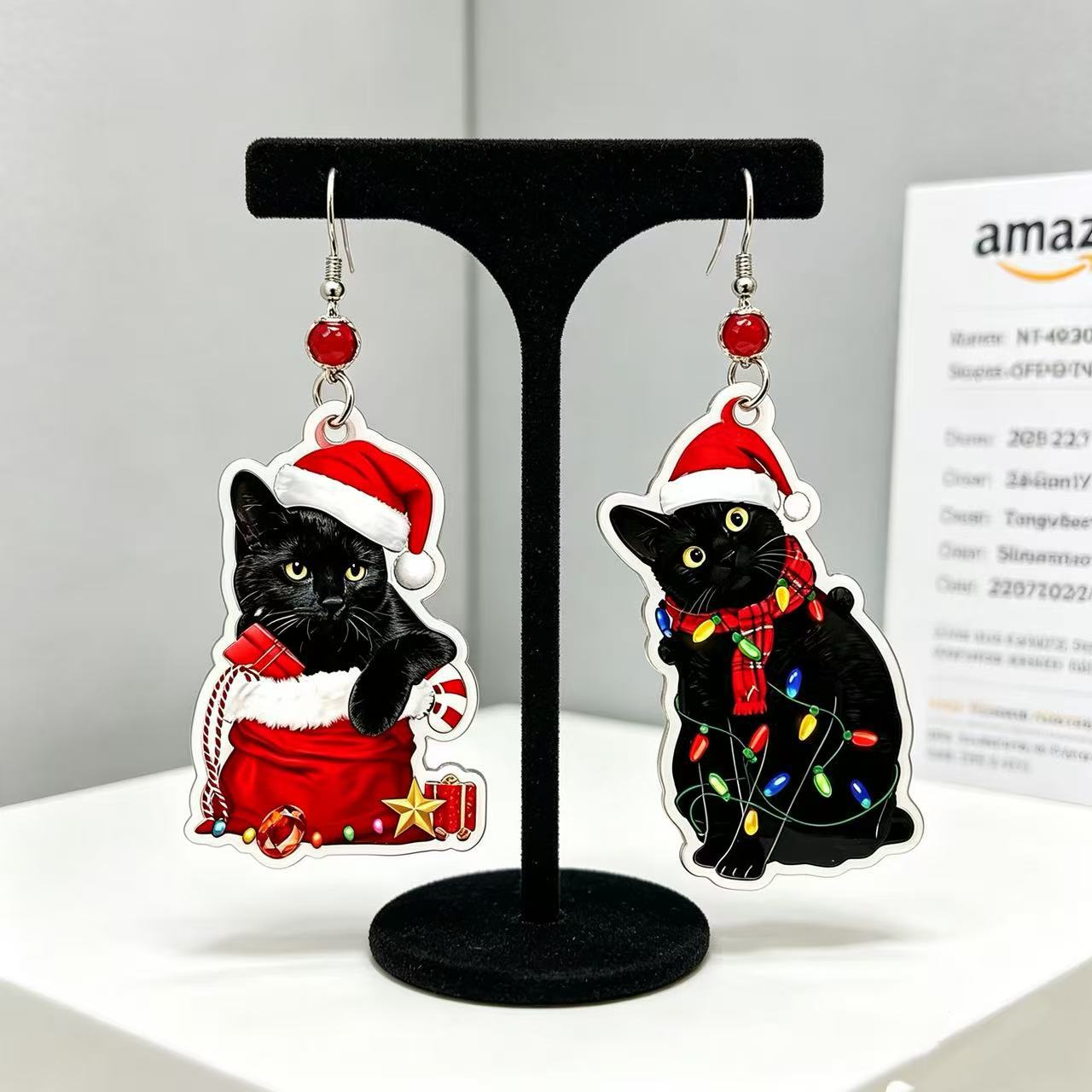 Amazon's New Earrings Animal Acrylic Double-Sided Pattern Spray-Painted Highland Cow Animal Series Christmas Earrings