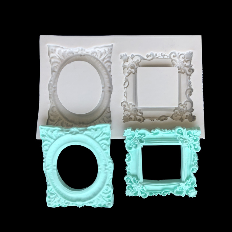 De estilo europeo en relieve patrón vintage decoración de la torta del molde fondant espejo marco seco ritmo de hornear molde de silicona de arcilla epoxi