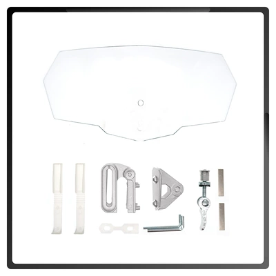 Universal Motorcycle Modification for Increased Wind Protection, Height-Adjustable Small Windscreen, Adjustable Windshield (Motorcycle front windshield) - gray-bracket-transparent
