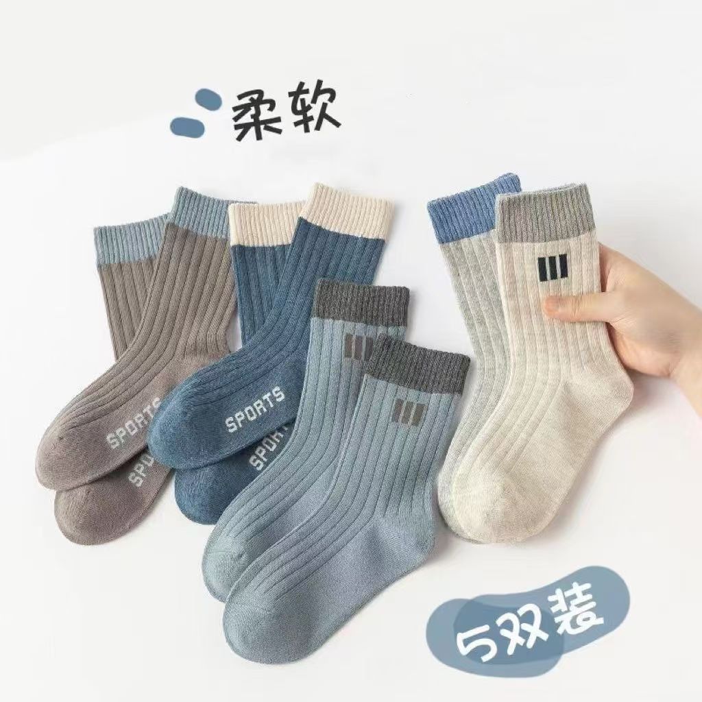 봄과 가을 블루와 그레이 트렌디 양말