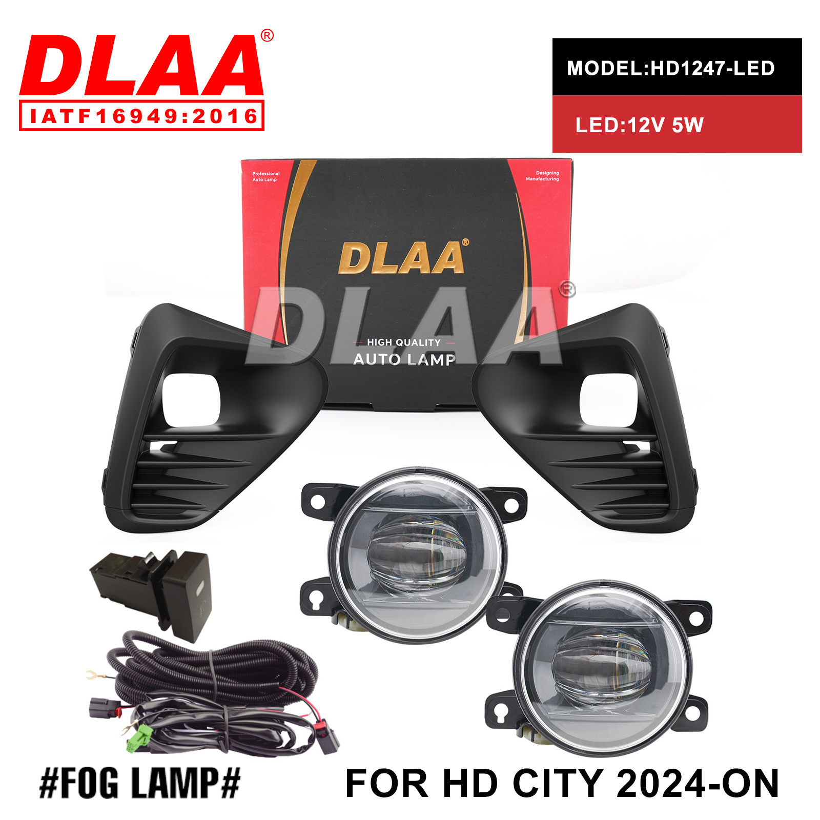 Aplicable a Honda CITY 2024 LED Front Fog Light Set Front Bumper Light Daylight Anti-Nieble Light