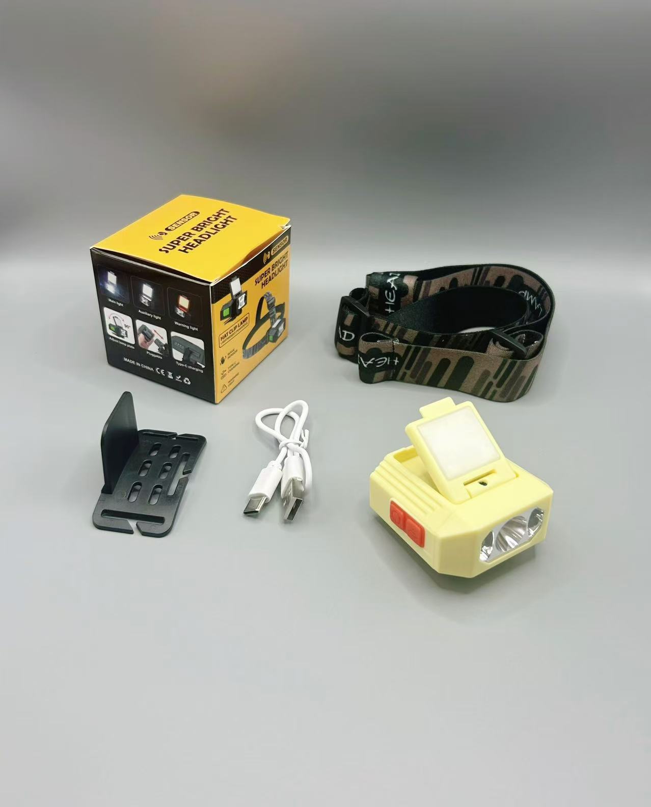 Linterna Frontal LED para Pesca con Batería de Larga Duración, Batería de Litio, Sensor, Clip para Gorra, Modelo de Carga USB, Especialmente Diseñada para Pesca Nocturna.