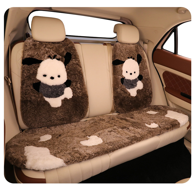 Winter Pure Wool Car Seat Cushion Small Cartoon Unisex Cute Cartoon Bear Warm Plush Seat Cushion