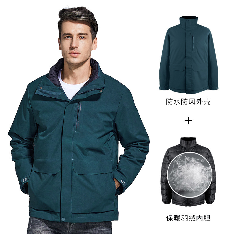 Trajes de invierno de dos piezas para hombres y mujeres al aire libre trajes de montaña 3 - en - 1 desmontables revestimiento a prueba de viento abrigo de moda