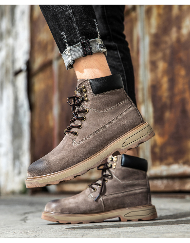 Ψηλές, μεγάλες κίτρινες μπότες, με στρώση κεφαλιού, δέρμα χοίρου, για υπαίθριες δραστηριότητες και ζεστά ανδρικά παπούτσια από κασμίρ_voghion.com