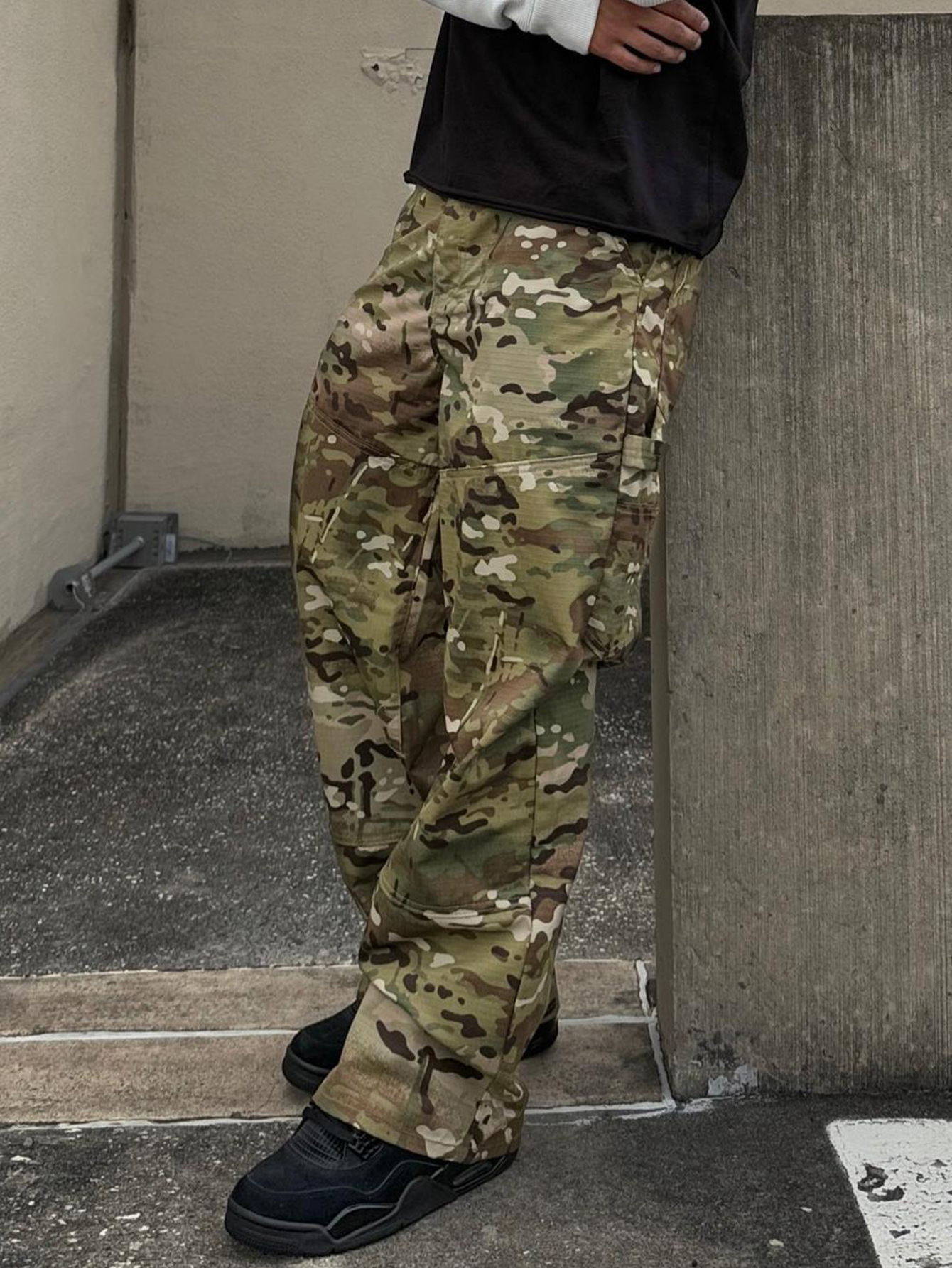Herren Camouflage Cargohose Locker Geschnittene Arbeitshose_voghion.com