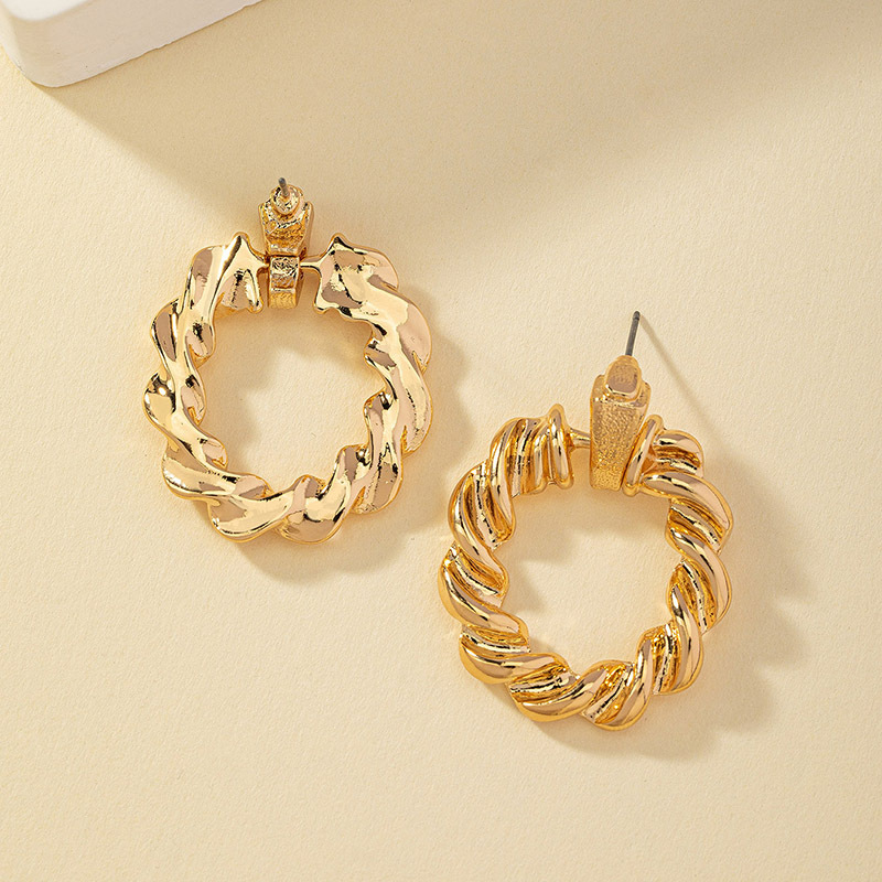 1 Pair Vintage Style Solid Color Twist Plating Alloy Ear Studs display picture 3