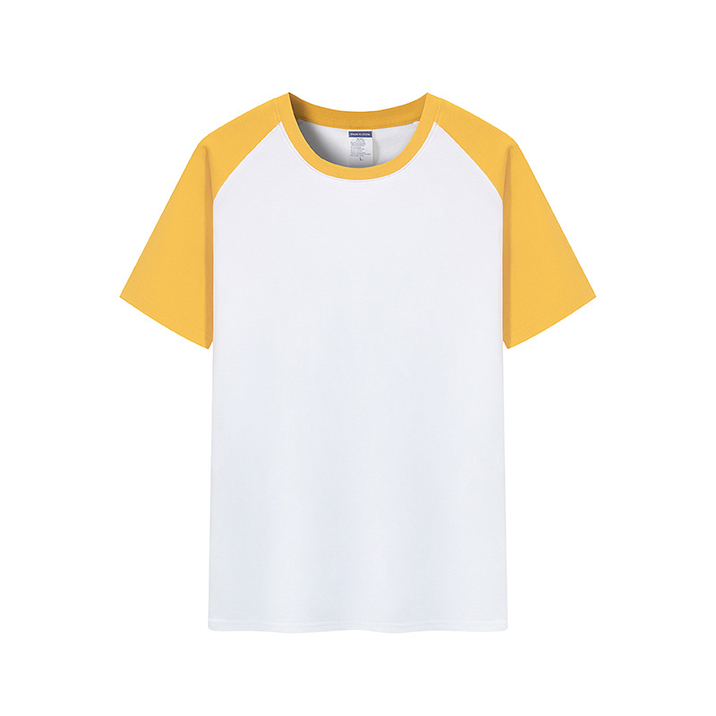 Verano nuevo 200g Raglan color a juego de manga corta camiseta juventud algodón retro contraste suelto color cuello redondo top