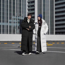 羽绒服男女超长款大码过膝加厚情侣中戏剧学院同款白鸭绒宽松校服