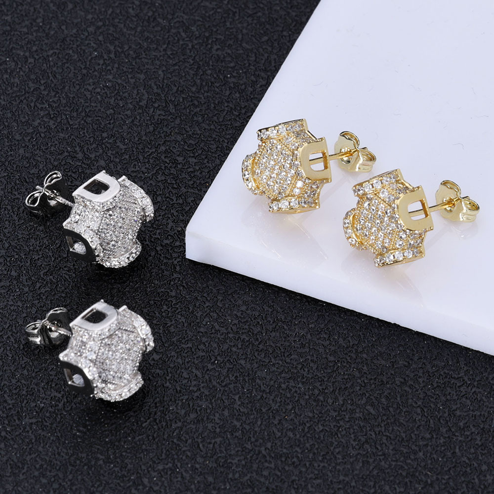 hip hop personality new full diamond men's earrings trendy jewelry high end zircon earrings_voghion.com