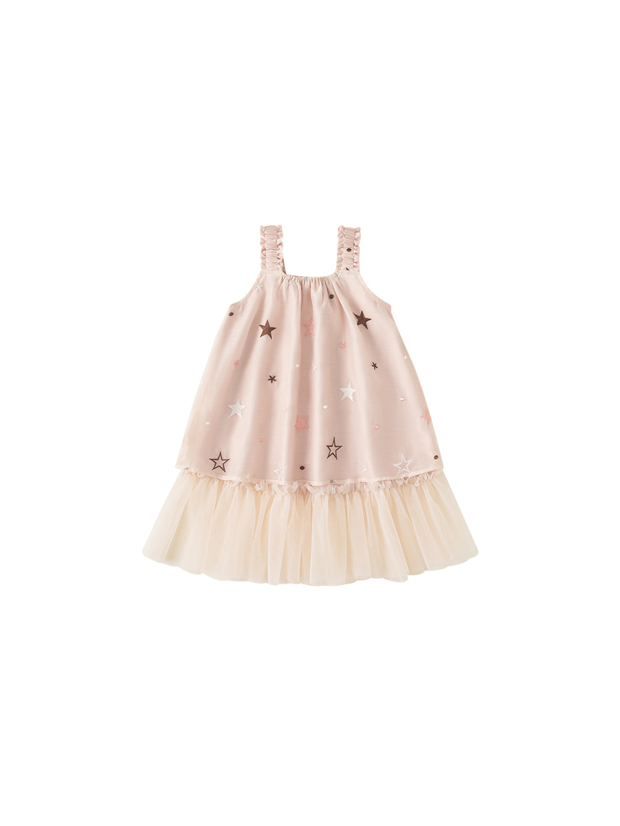 Youbao ropa para niños vestido de malla de verano vestido de liga para niñas tesoro femenino estrella falda bordada vestido de princesa para niños image 6