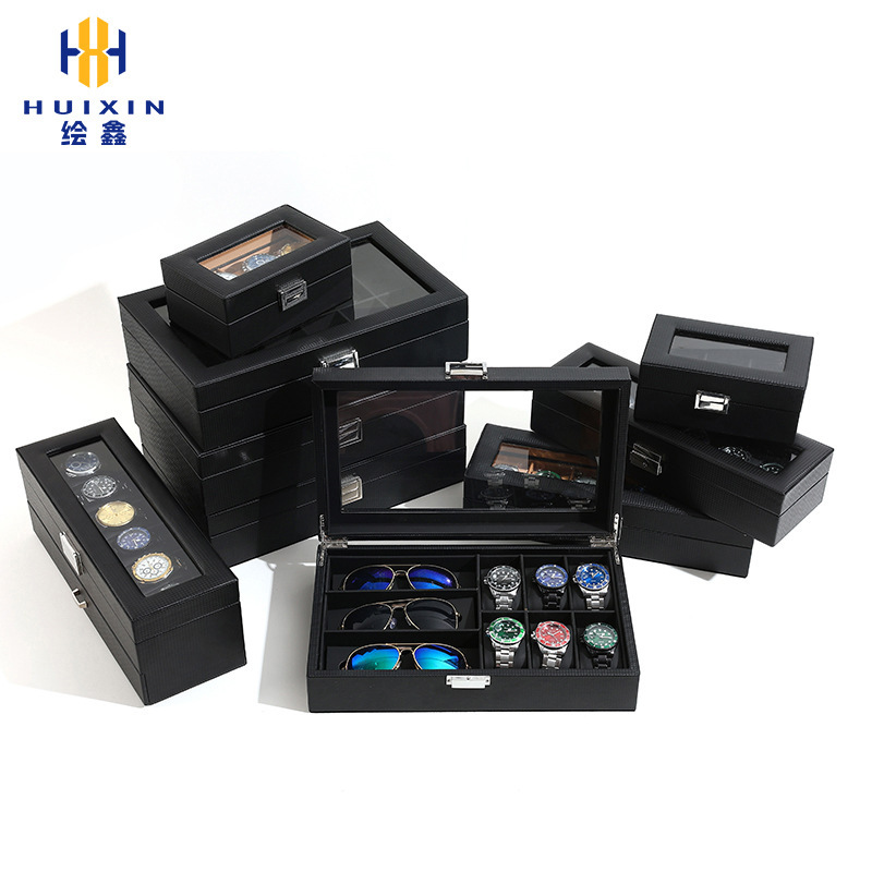 Cross-Border Carbon Fiber Watch Box Men's and Women's Jewelry Collection Gift Box Wholesale Watch Packaging Storage Box Jewelry