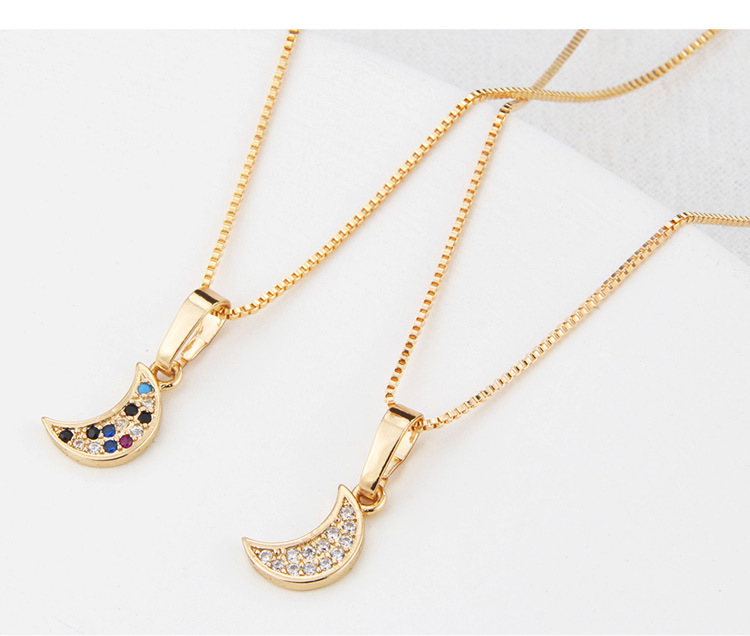 retro cross heart zircon necklace new electroplating moon drop cross pendant