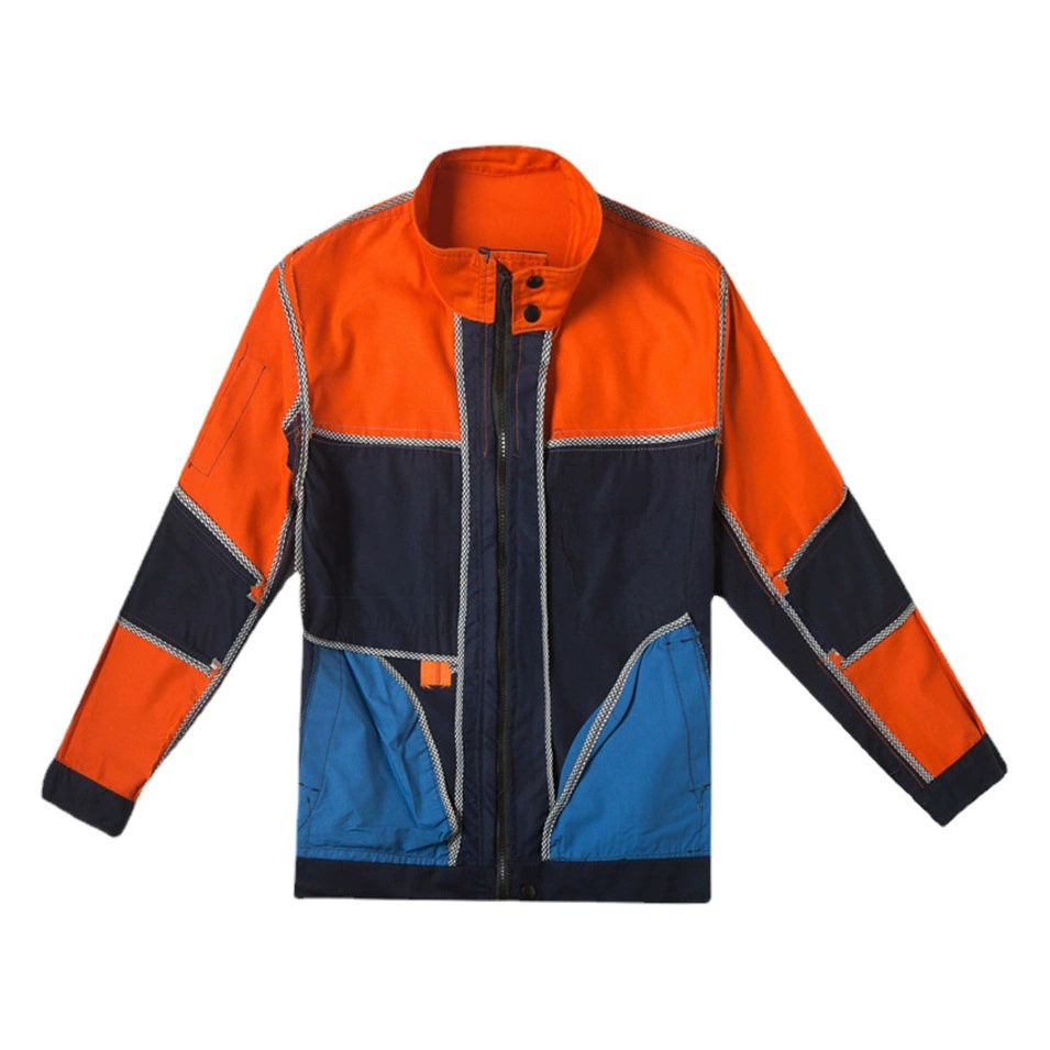 Весенне-осенний рабочий костюм с длинными рукавами, износостойкая рабочая одежда для мужчин, спецодежда из полиэстера и хлопка со светоотражающими элементами.