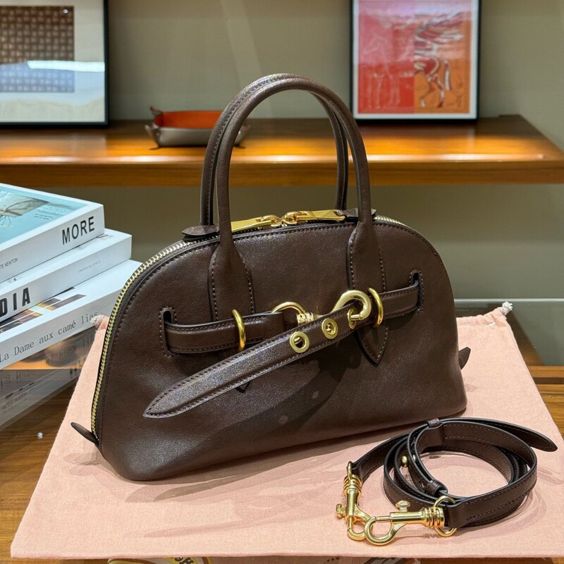 Original! 25 Autumn/Winter New Model M1U Briar Wood Shell Bag Nappa Celebrity Style Handbag Bowling Bag