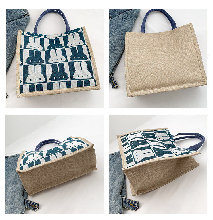 High-end mid-capacity canvas school commuting handbag 2024 new style fashionable and versatile linen single-shoulder tote bag undefined
