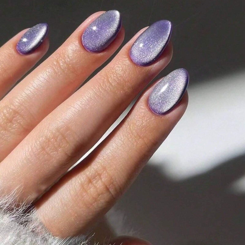 European and American Cross-Border Oval Purple Cat-Eye Wearable Nails Purple Cat-Eye Wearable Fake Nails Nail Art Pieces European and American Cross-Border Oval Purple Cat-Eye Wearable Nails Purple Cat-Eye Wearable Fake Nails Nail Art Pieces