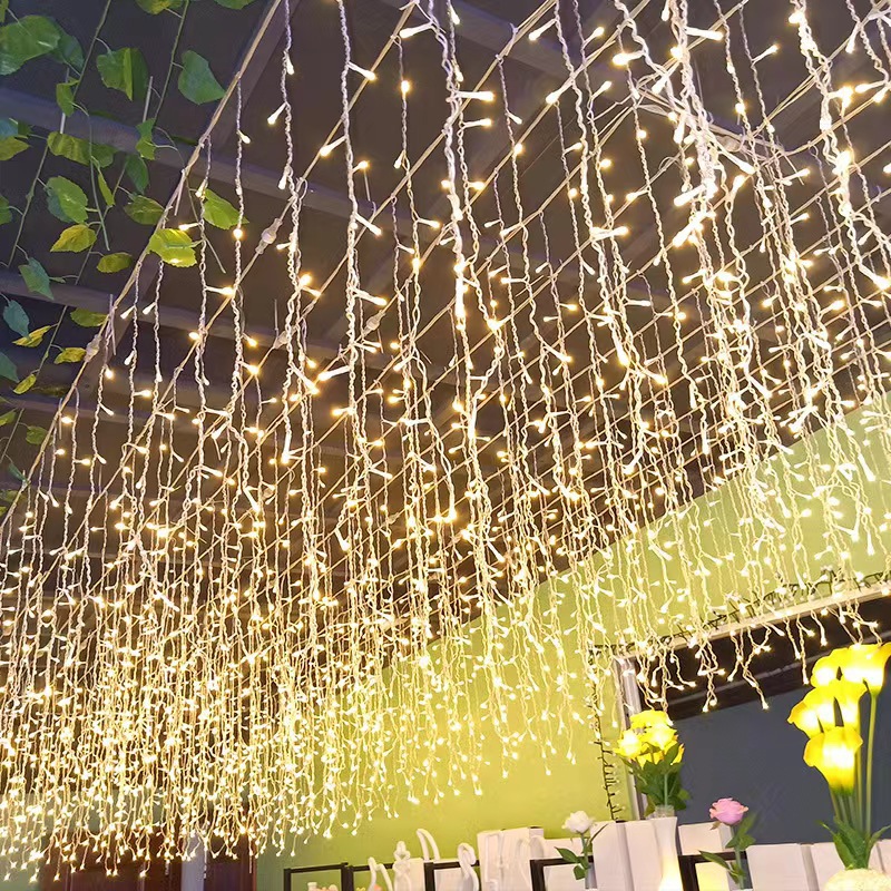 Factory Direct Sales Outdoor Curtain Lights Ice Curtain Waterfall Lights Waterproof Lighting Commercial Decoration Starry Sky Light String Lights Light Strips