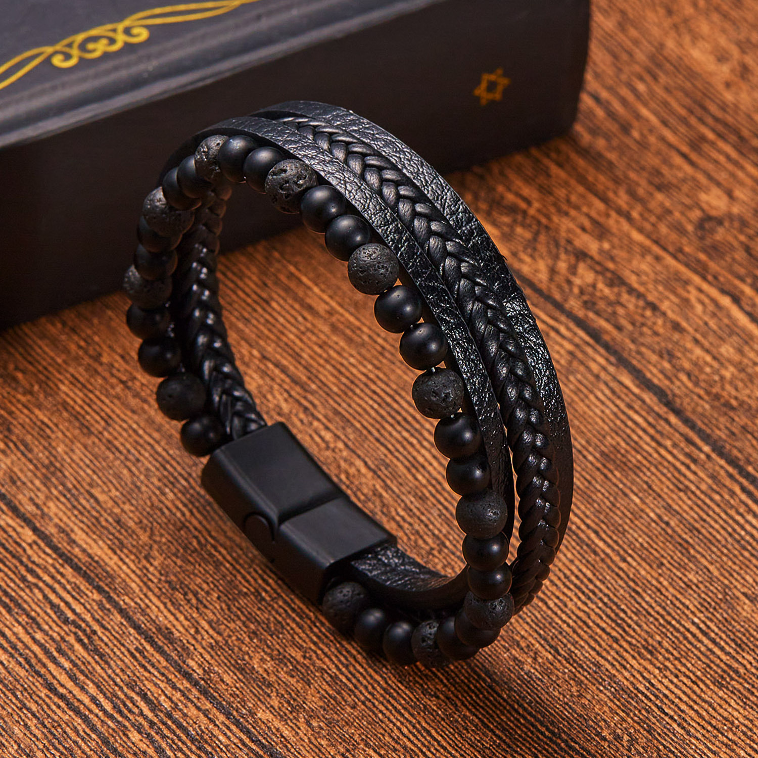 Men's Gender Hip-Hop Cross Pu Leather Alloy Men's Bangle Men Cord & Leather Bracelets