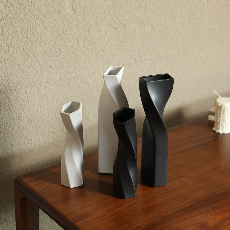 Vaso de cerámica geométrica de estilo de rotación modelo de decoración sala de estar flor artística decorativa vasos de flores