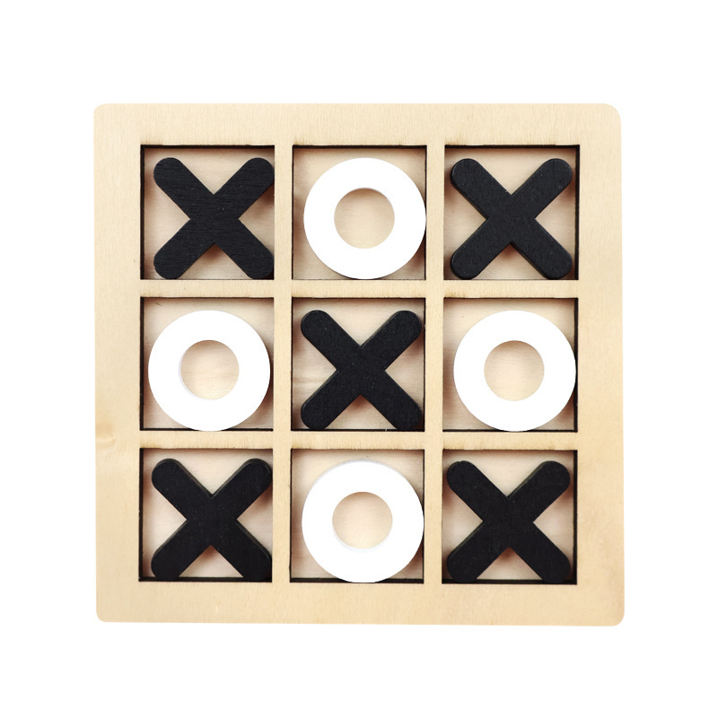 Tac Toe de madera transfronteriza o ajedrez pequeño mini nueve cuadrados pensamiento lógico juguete educativo para niños juego de mesa