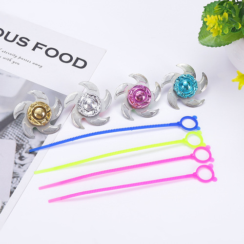 Electroplated plastic fingertip pull cord gyro pull rod inertia rotating alloy gyro toy gift